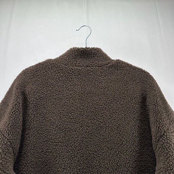 LNA Clothing Sweatshirt Womens L Faux Fur Sherpa 1/4 Zip Pullover Jumper Brown - Picture 5 of 11